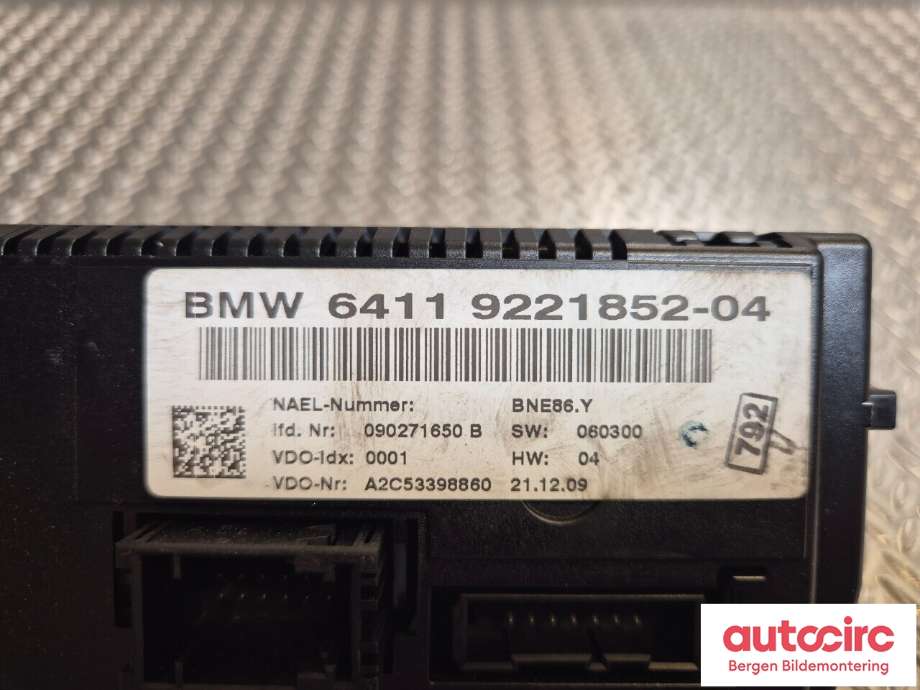 Varmeapparat betjening til BMW 1-Serie 2004-2011 (E81/E82/E87/E88) (E81/E82/E87/E88) (BMW|64 11 9 292 262|)
