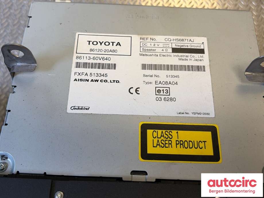 Bilstereo til Toyota Avensis 2009-2015 (Type III, Fase 1) (TOYOTA|8611360V640|8612020A80|86113-60V640)