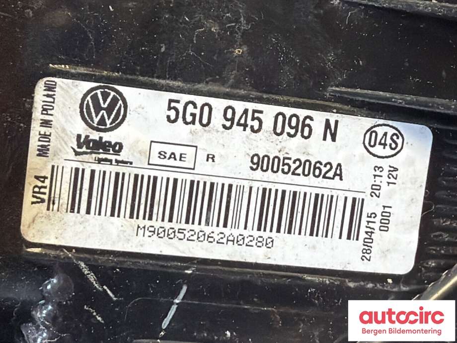Baklykt høyre til VW e-Golf 2014-2017 (Fase 1)  (VOLKSWAGEN|5G0 945 096 N|)