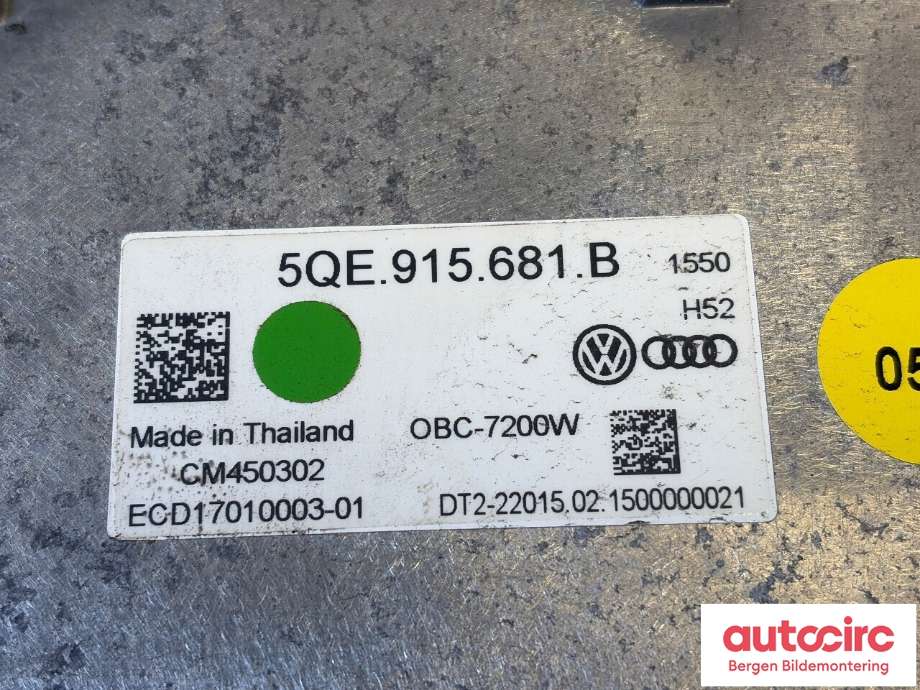 Batterilader (OBC - On Board Charger) til VW e-Golf 2014-2017 (Fase 1)  (VOLKSWAGEN|5QE 915 681 N|)