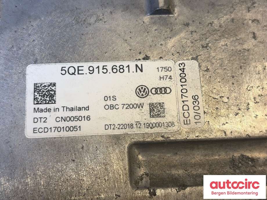 Batterilader (OBC - On Board Charger) til VW e-Golf 2017-2020 (Fase 2)  (VOLKSWAGEN|5QE 915 681 N|)