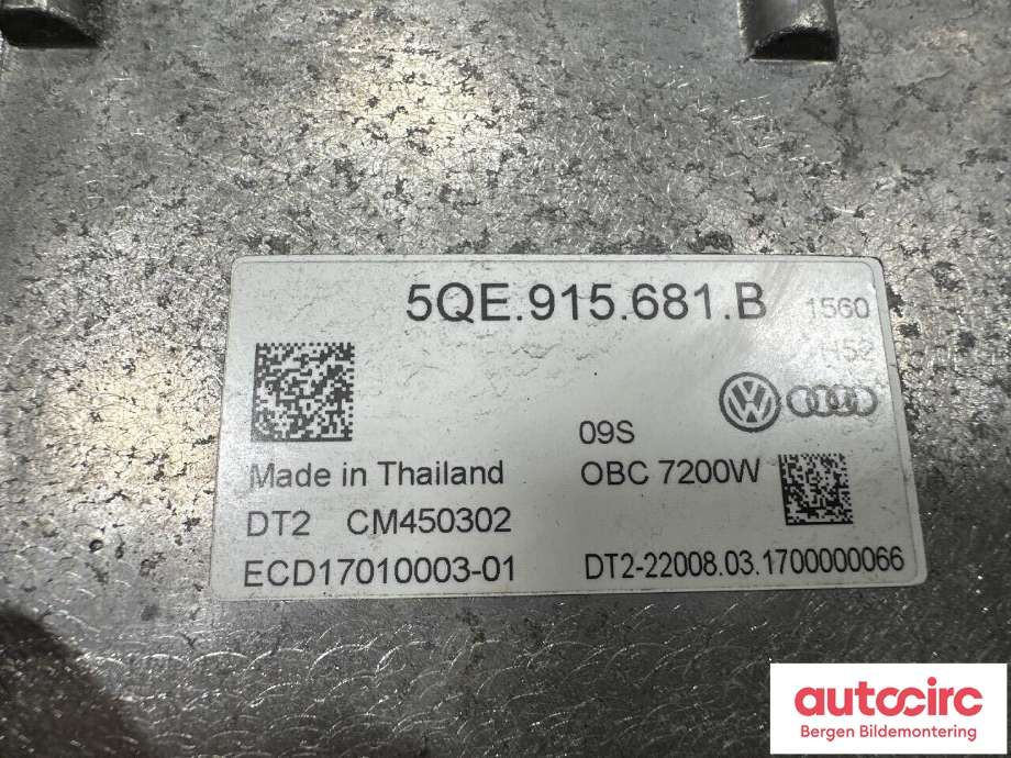 Batterilader (OBC - On Board Charger) til VW e-Golf 2017-2020 (Fase 2)  (VOLKSWAGEN|5QE 915 681 N|)