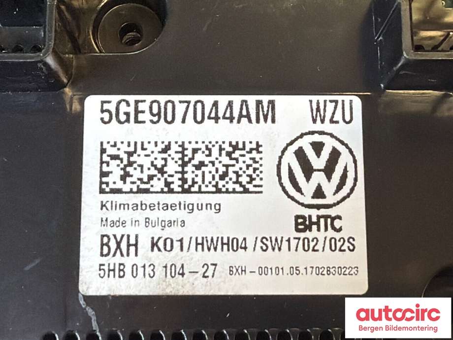 Varmeapparat betjening til VW e-Golf 2017-2020 (Fase 2) (VOLKSWAGEN|5GE 907 044 AM|)