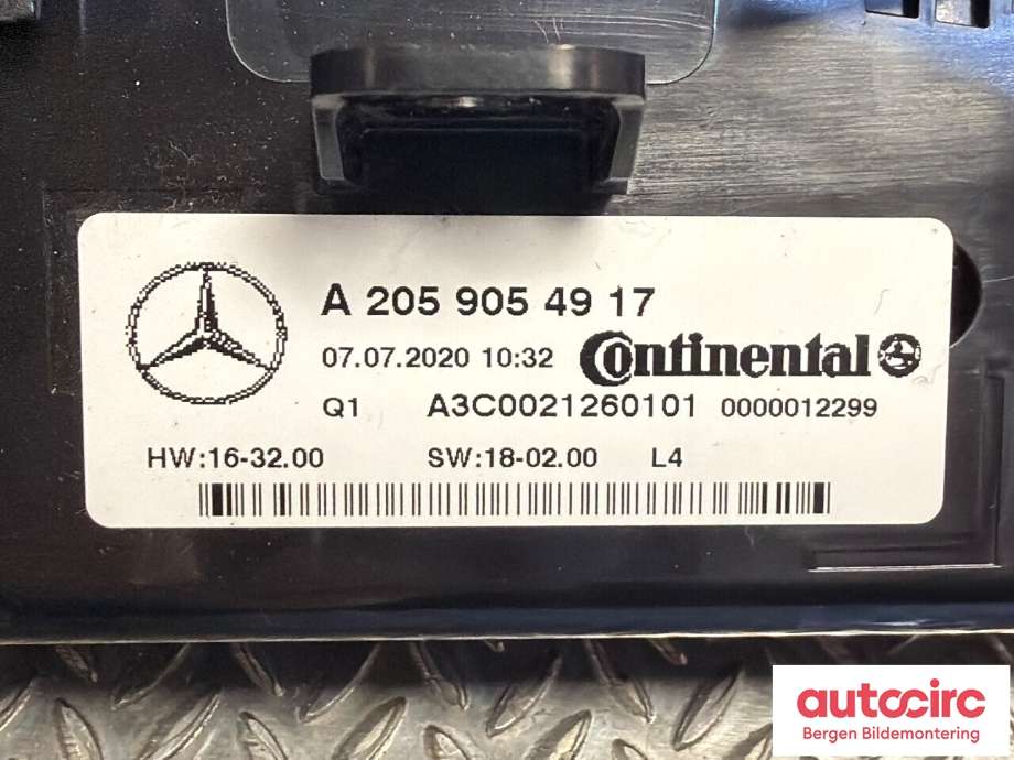 Varmeapparat betjening til Mercedes EQC 2019-->>  (MERCEDES|A 205 905 49 17|A 293 905 51 00)