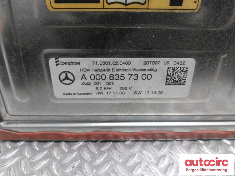 Varmeapparat register til Mercedes EQC 2019-->>  (MERCEDES|A 000 835 73 00|)