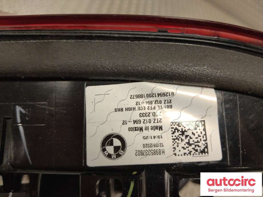 Baklykt høyre indre til BMW X3 2017-->> (G01) (G01) (63 21 9 853 378)