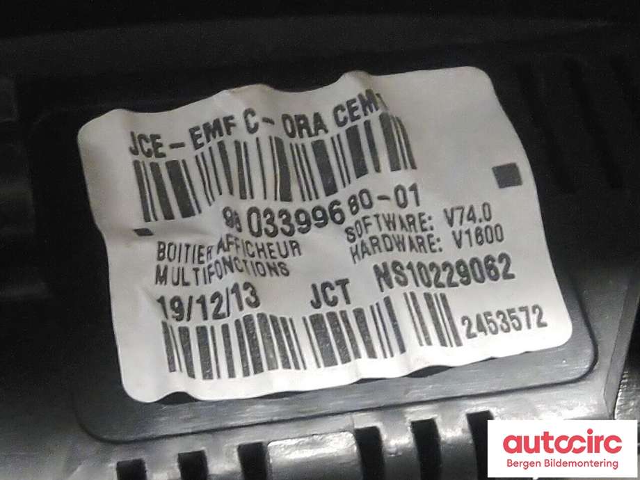 Multimedia display (MCU - Media Controller Unit) til Peugeot Partner 2008-2015 (Type II, Fase 1)  (PEUGEOT|98 033 996 80|98 218 517 80|)