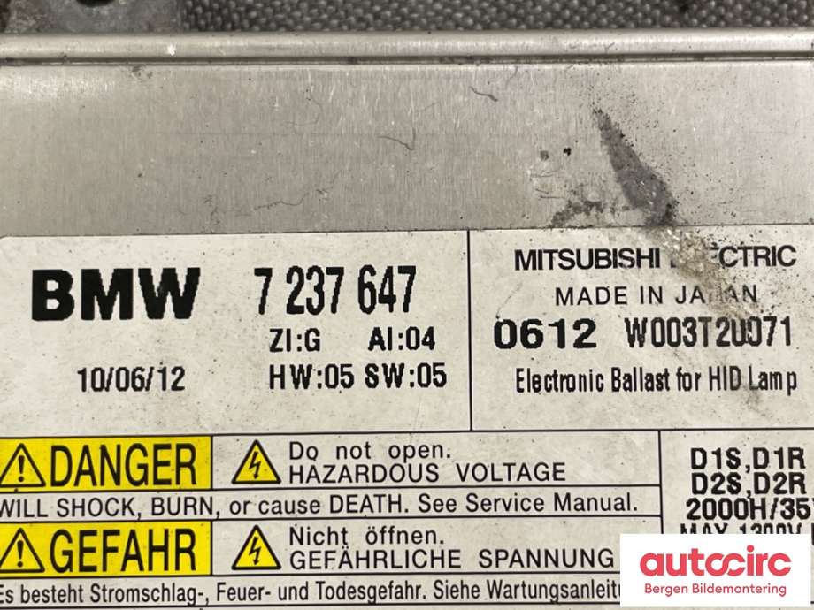 Styreenhet xenon/ballast til BMW 5-Serie 2010-2017 (F10/F11) (F10/F11) (BMW|63 11 7 318 327||7 237 647)