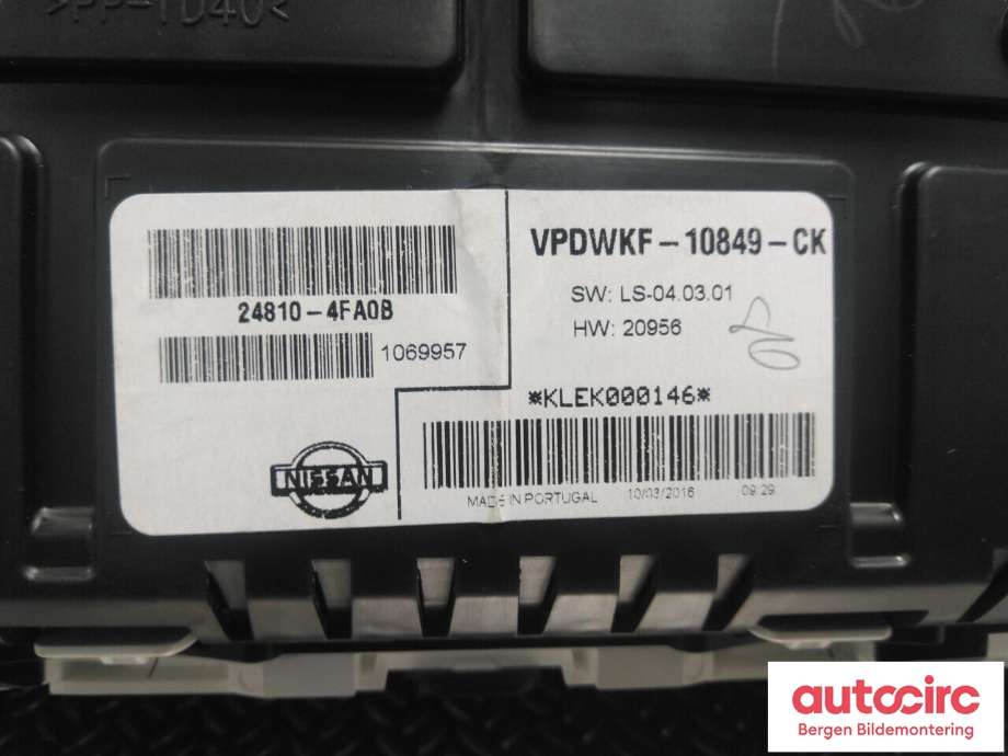 Speedometer til Nissan Leaf 2011-2017 (Type I)  (NISSAN|248104NM1A|)