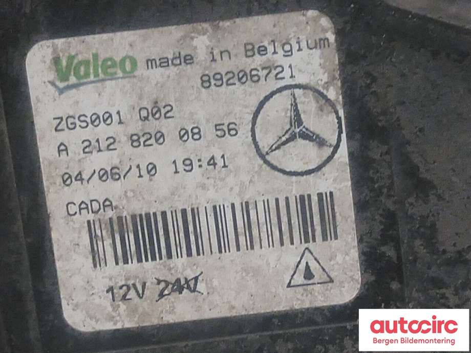 Tåkelykt høyre foran til Mercedes E-Klasse, Coupe/Cab 2009-2013 (Fase 1) (C207) (C207) (MERCEDES|A 212 820 08 56|)