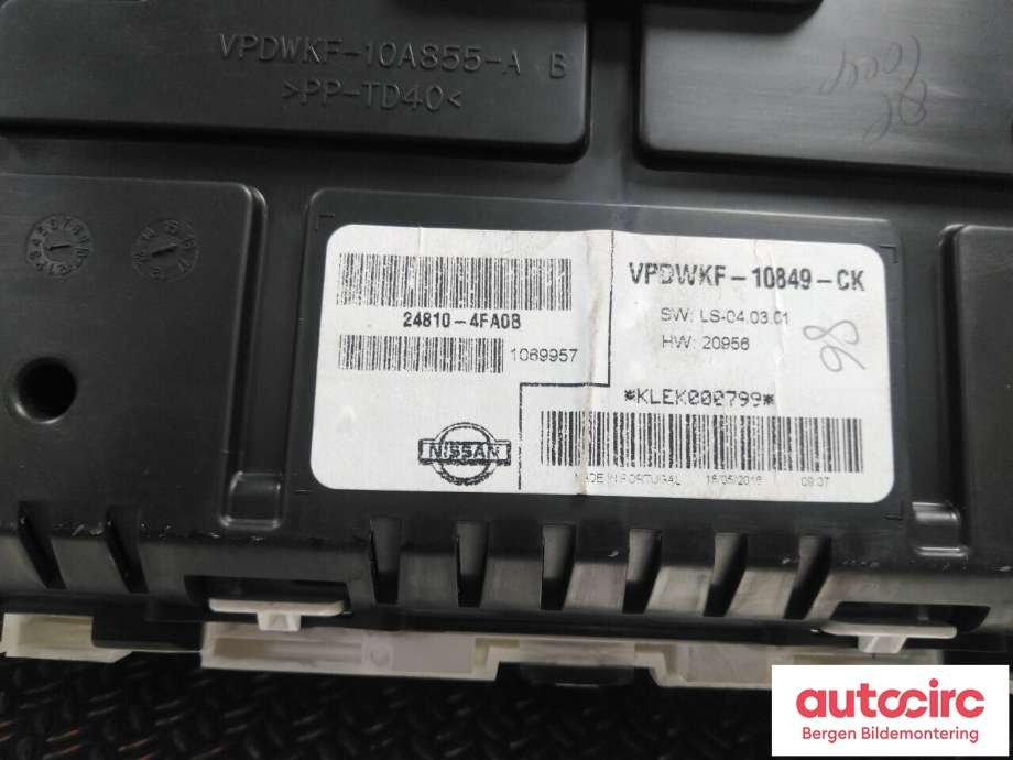 Speedometer til Nissan NV200 2010-2019 (NISSAN|248104FA0A|)