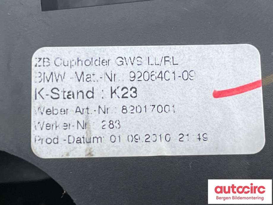 Dashbord koppholder til BMW 5-Serie 2010-2017 (F10/F11) (F10/F11) (BMW|52 20 7 277 727|52 20 7 277 719|)