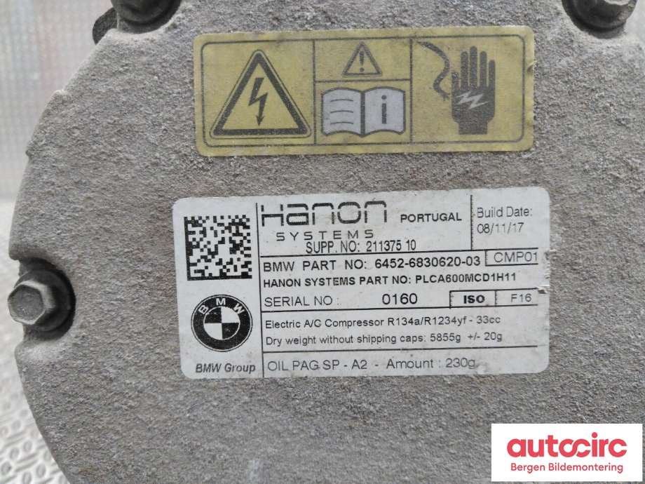 Aircondition kompressor til BMW i3 2013-2022  (BMW|64 52 9 496 107|)