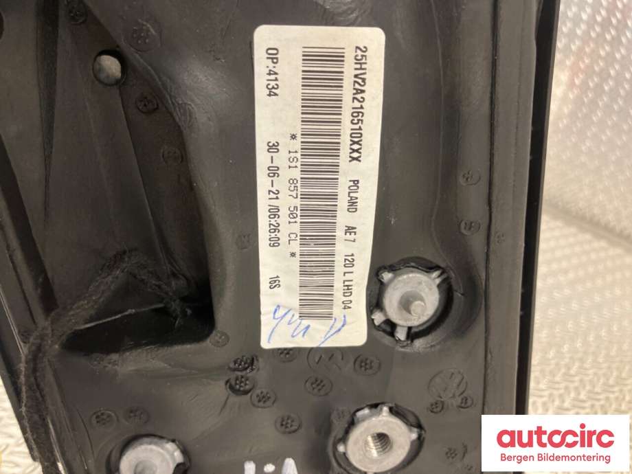 Speil venstre til VW E-Up 2019-->>  (VOLKSWAGEN|1S1 857 507 BG|)