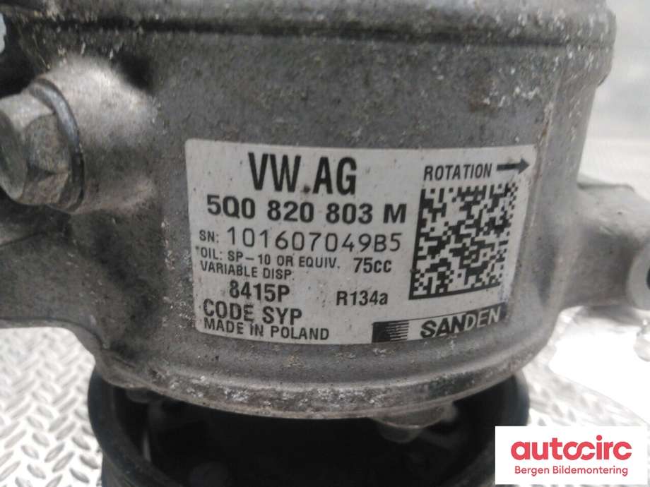 Aircondition kompressor til VW Caddy 2015-2020 (Type III, Fase 3) (VOLKSWAGEN|5Q0 820 803 F|5Q0 820 803 K|)