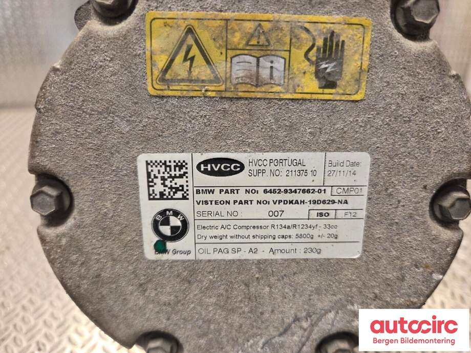 Aircondition kompressor til BMW i3 2013-2022  (BMW|64 52 9 496 107|)