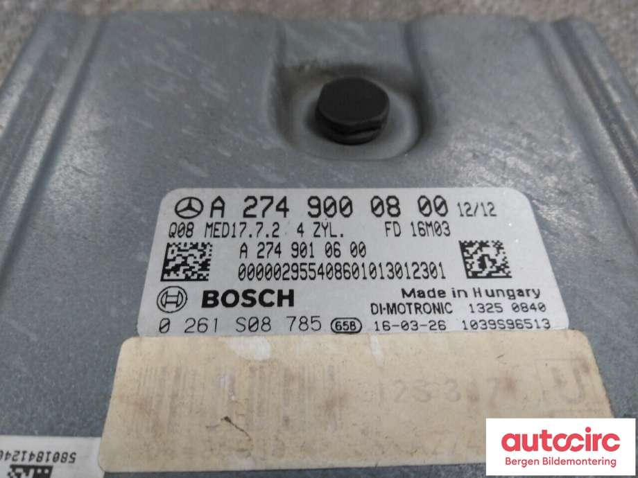 Styreenhet motor til Mercedes C-Klasse 2014-2018 (Fase 1) (W205) (W205) (MERCEDES|A 274 900 08 00|)