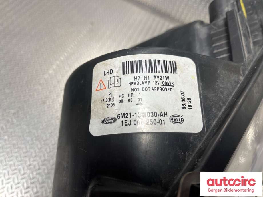 Frontlykt venstre halogen til Ford S-Max 2006-2010 (Type I, Fase 1)  (FORD|1791506|6M21-13W030-AL|)