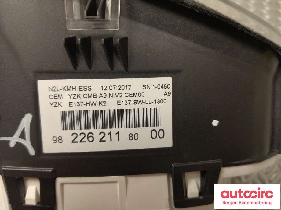 Speedometer til Peugeot 208 2012-2019 (Type I)  (PEUGEOT|98 226 211 80|)