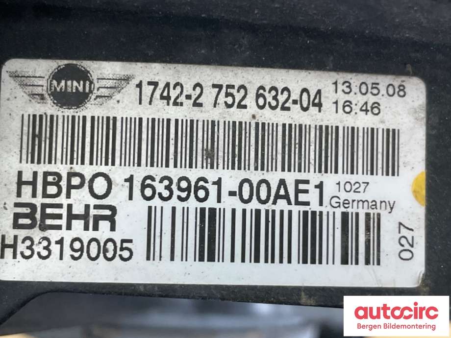 Kjølevifte til Mini One/Cooper 2007-2014 (R55-57) (R55-57) (MINI|17 42 2 752 632|)