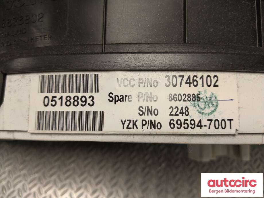 Instrumentpanel til Volvo S60 2005-2010 (Type I, Fase 2) (VOLVO|36050543|)