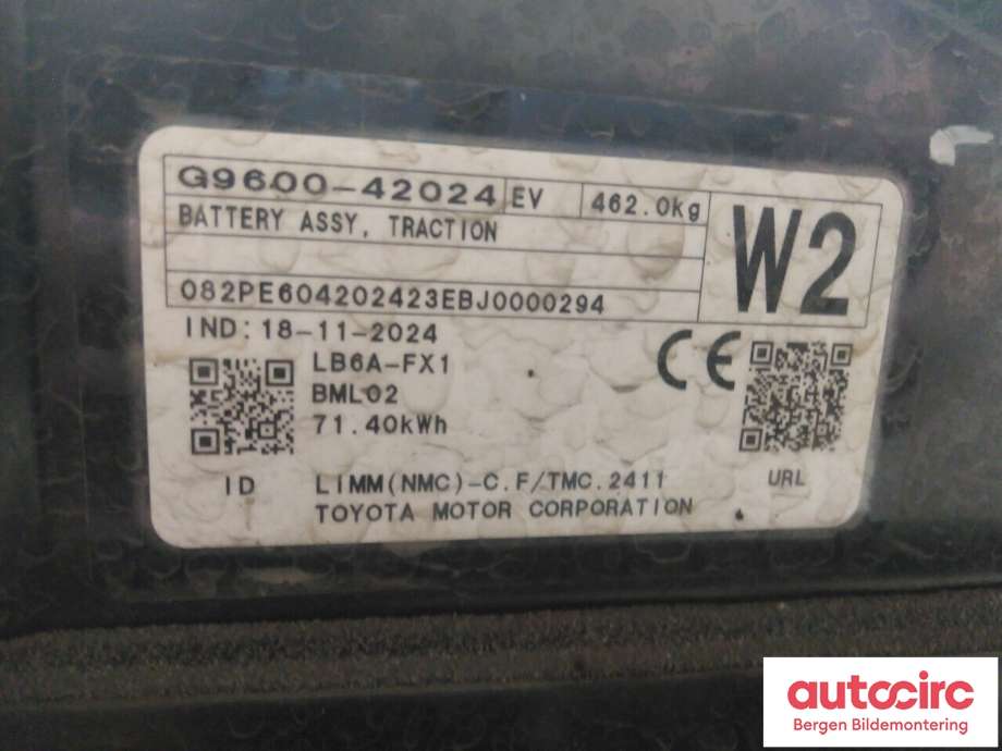 Batteripakke elbil til Toyota bZ4X 2022-->>  (TOYOTA|G951042043|)