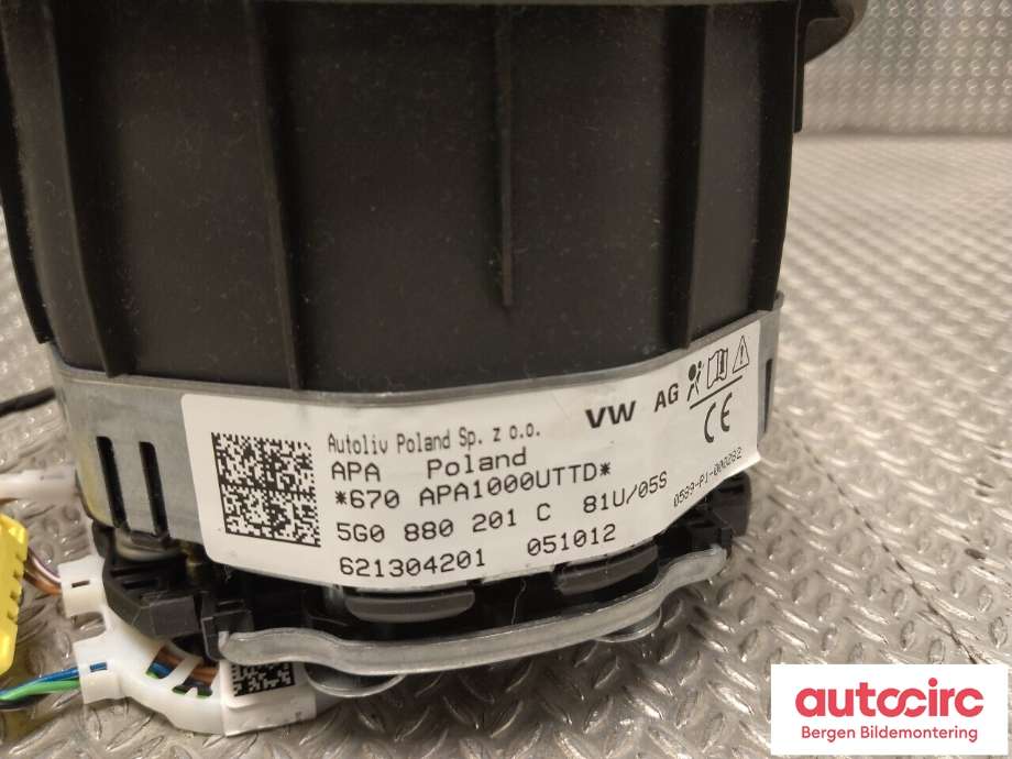 Airbag rattpute til VW Golf VII 2012-2017 (Fase 1)  (VOLKSWAGEN|5G0 880 201 C|)