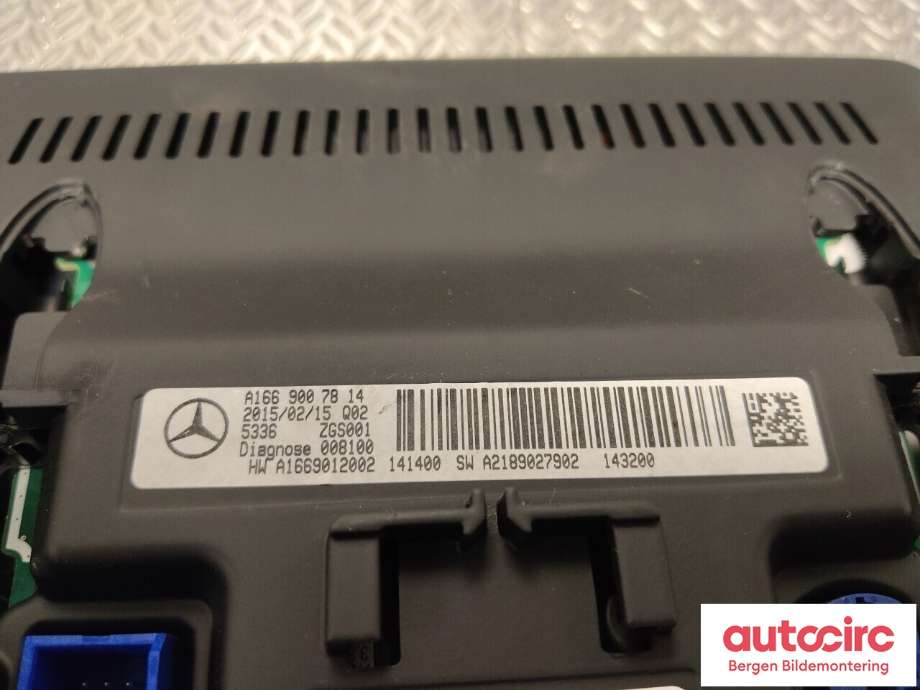 Multimedia display (MCU - Media Controller Unit) til Mercedes CLA 2013-2019 (C117) (C117) (MERCEDES|A 166 900 78 14|A 166 900 82 22|)