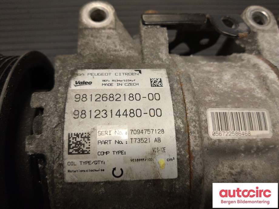 Aircondition kompressor til Peugeot 5008 2017-->> (Type II)  (PEUGEOT|16 135 636 80|)