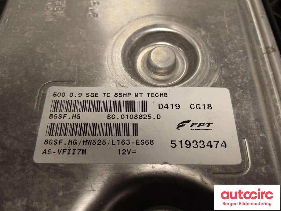 Styreenhet motor til Fiat 500 2008-2020  (FIAT|51910520|51958125|)