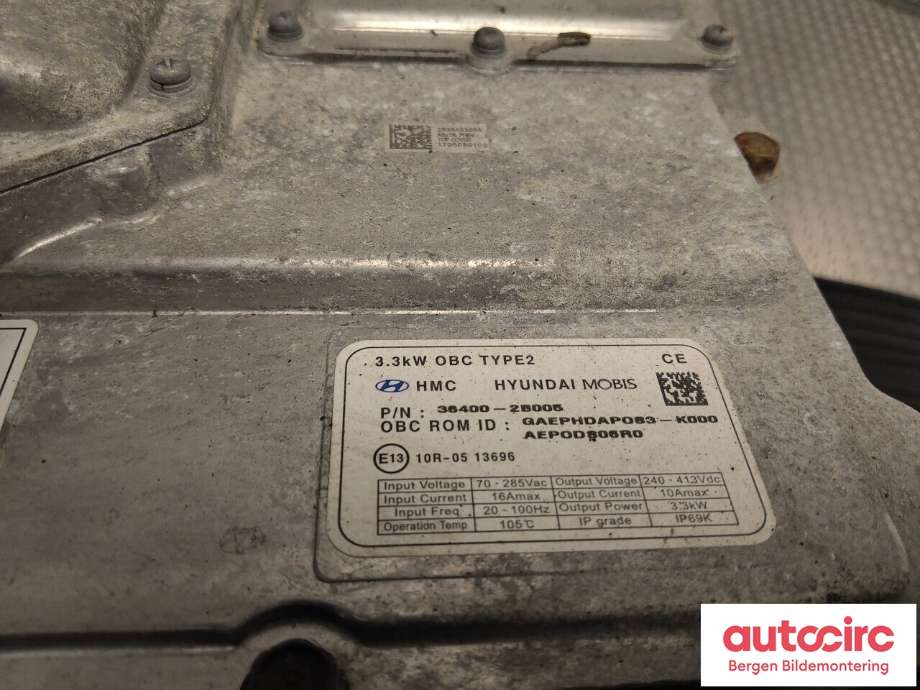 Batterilader (OBC - On Board Charger) til Hyundai Ioniq Electric 2016-2019 (Fase 1)  (HYUNDAI|36400 2B005|)