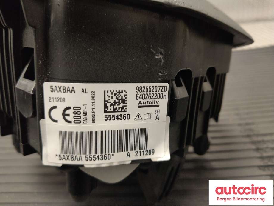 Airbag rattpute til Peugeot 2008 2019-->> (Type II)  (PEUGEOT|98 255 207 ZD|)