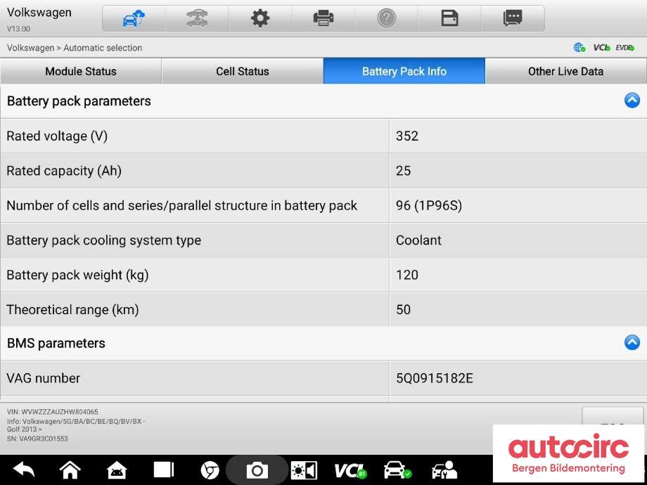 Batteripakke elbil til VW e-Golf 2014-2017 (Fase 1)  (VOLKSWAGEN|3Q0 915 590 P|)