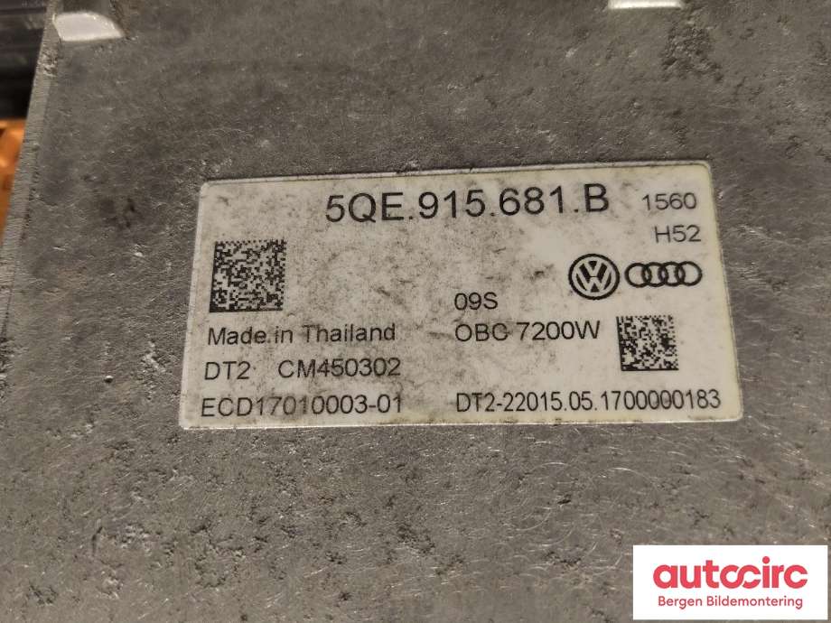 Batterilader (OBC - On Board Charger) til VW e-Golf 2017-2020 (Fase 2)  (VOLKSWAGEN|5QE 915 681 N|)