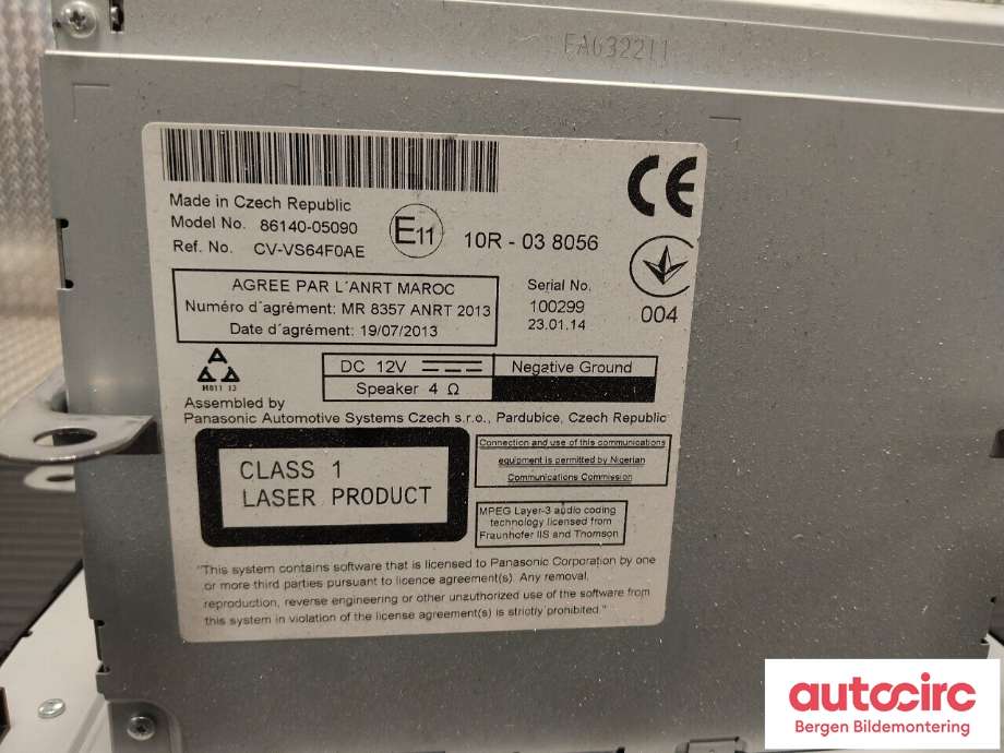 Bilstereo til Toyota Avensis 2009-2015 (Type III, Fase 1) (TOYOTA|8614005090|)