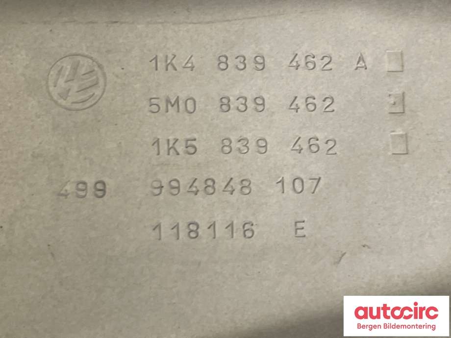Ruteheis til VW Golf, Plus/Cross 2009-2013 (Fase 2)  (VOLKSWAGEN|5M0 839 462)