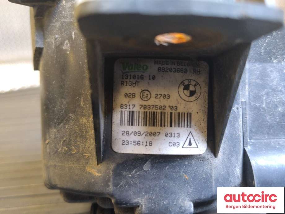 Tåkelykt høyre foran til BMW 1-Serie 2004-2011 (E81/E82/E87/E88) (E81/E82/E87/E88) (63 17 6 924 656|)