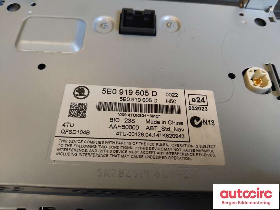 Instrument kjørecomputer til Škoda Octavia 2013-2016 (Type III, Fase 1) (SKODA|5E0 919 605 D|)