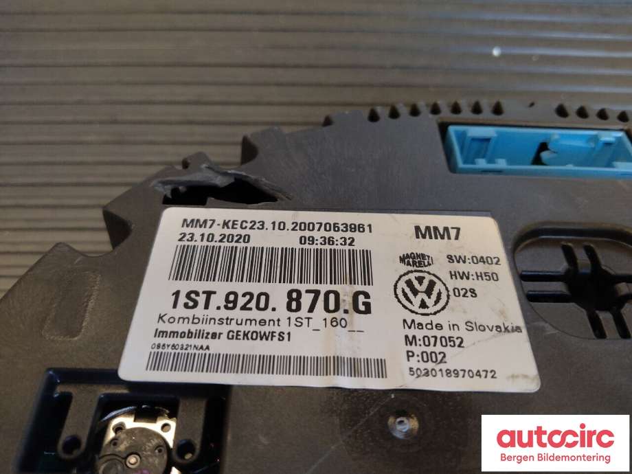 Speedometer til Škoda Citigo-e 2019-->> (SKODA|1ST 920 870 G|)