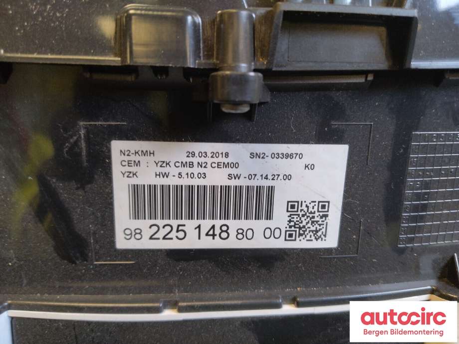 Speedometer til Peugeot Expert 2016-->> (Type III) (PEUGEOT|98 374 730 80|98 225 148 80|)