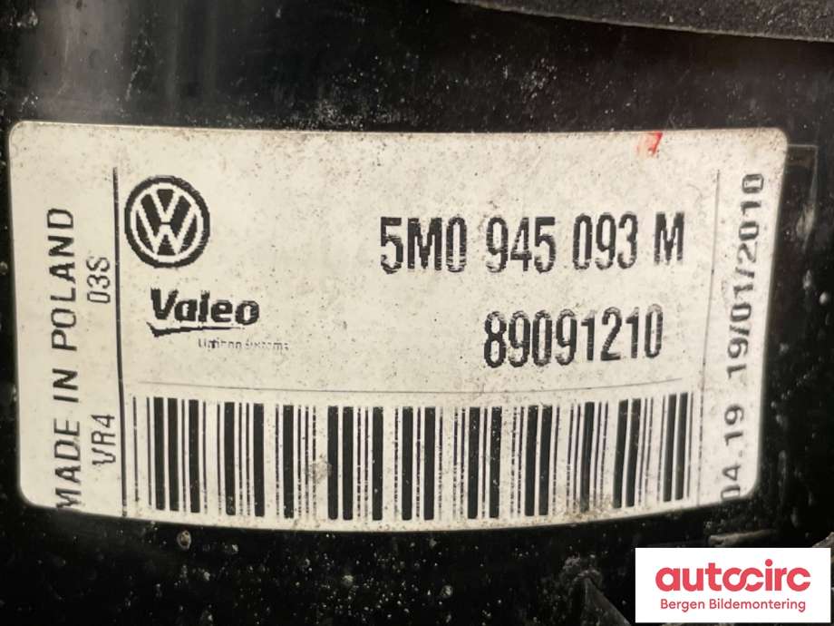 Baklykt venstre indre til VW Golf, Plus/Cross 2009-2013 (Fase 2) (VOLKSWAGEN|5M0 945 093 M|)