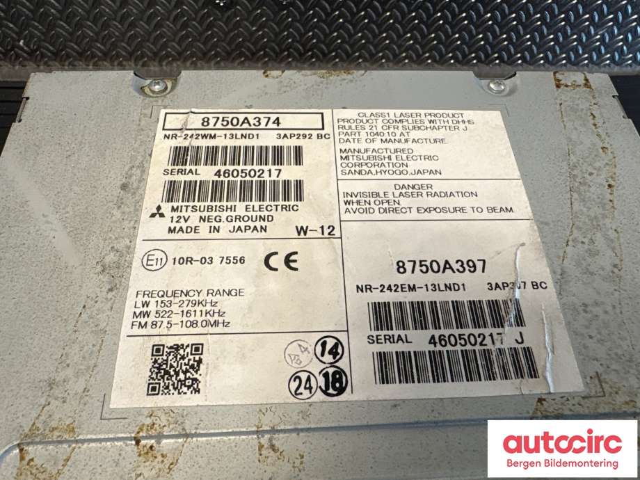 Bilstereo til Mitsubishi Outlander 2012-2015 (Type III, Fase 1)  (MITSUBISHI|8750A374|)