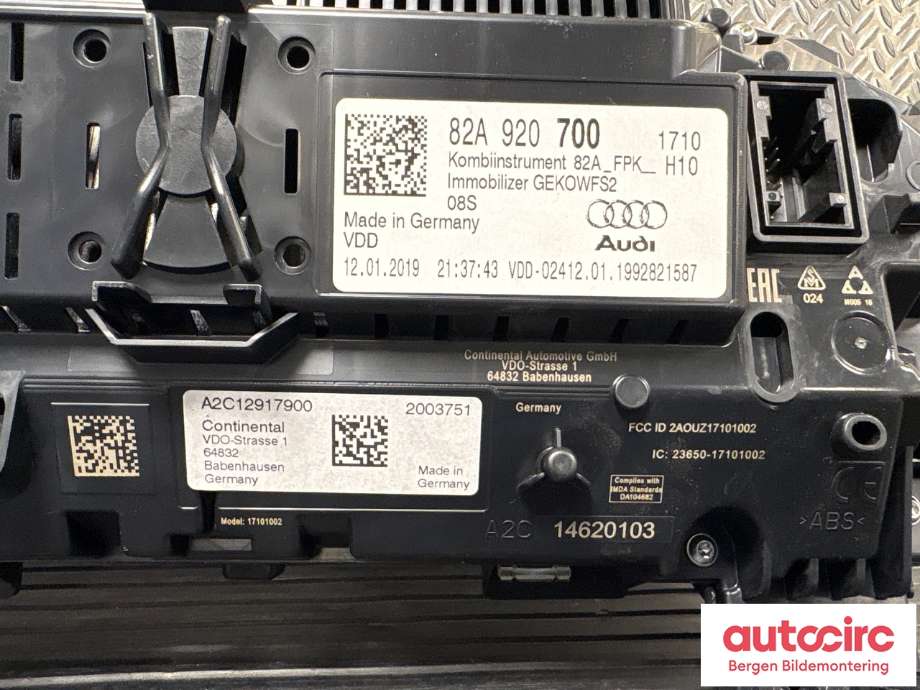 Speedometer til Audi A1 2018-->> (Type II) (AUDI|82A 920 700|)