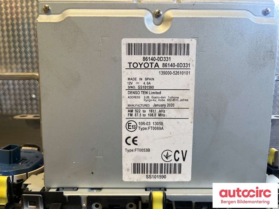Multimedia display (MCU - Media Controller Unit) til Toyota Yaris 2014-2020 (Type III, Fase 2)  (TOYOTA|861400D331|)