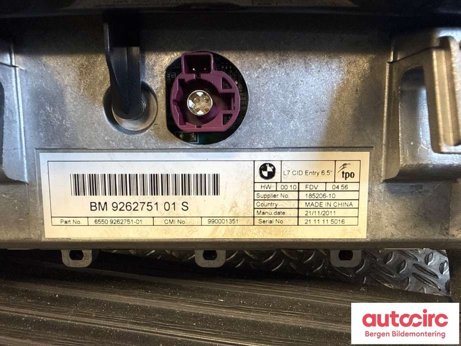 Instrument kjørecomputer til BMW 1-Serie 2011-2015 (Fase 1) (F20/F21) (F20/F21) (BMW|65 50 9 270 391|)