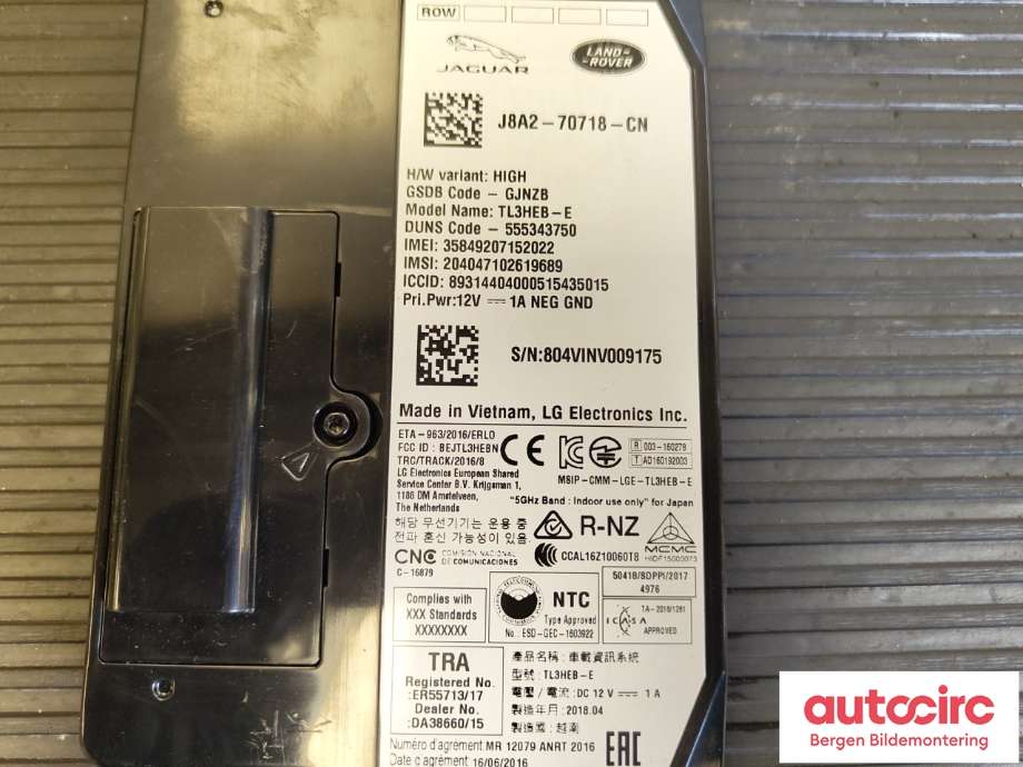 Styreenhet diverse til Land Rover Range Rover 2013-->> (Type IV)  (LAND-ROVER|LR091248|J8A270718CAB|)