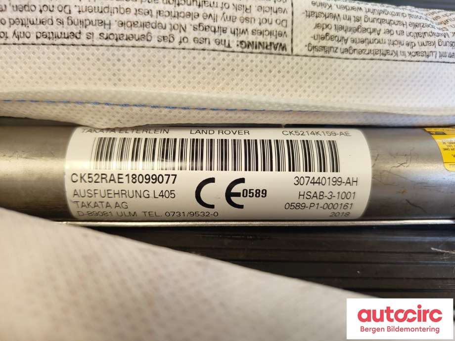 Airbag gardin høyre til Land Rover Range Rover 2013-->> (Type IV)  (LAND-ROVER|LR049973|CK5214K159AE|)