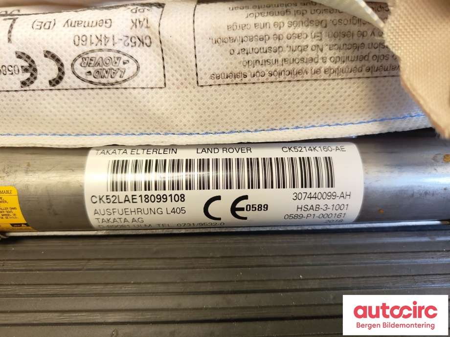 Airbag gardin venstre til Land Rover Range Rover 2013-->> (Type IV) (LAND-ROVER|LR049974|CK5214K160AE|)