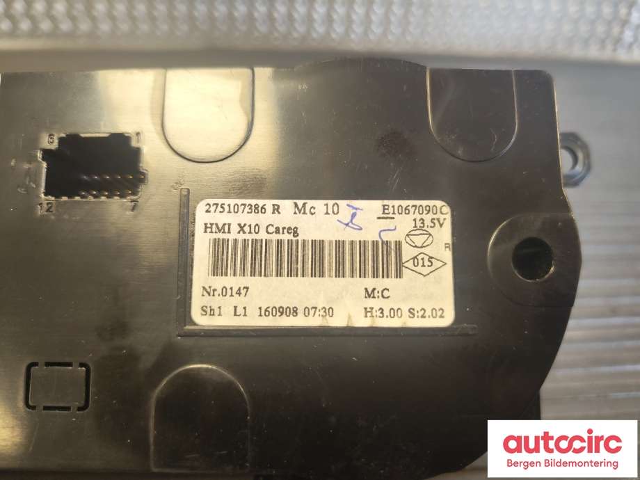 Varmeapparat betjening til Renault Zoe 2013-2019 (Fase 1)  (RENAULT|275107386R|)