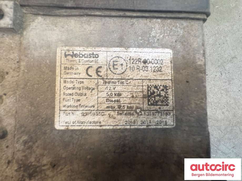 Dieselvarmer til Peugeot Expert 2007-2016 (Type II) (PEUGEOT|6462 Y8|)